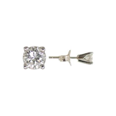 14K White Gold Diamond Stud Earrings 0 66tdw