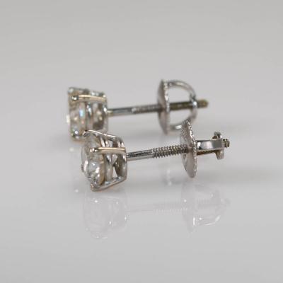 14K White Gold Diamond Stud Earrings 1 00TDW i color i1 1 2gr