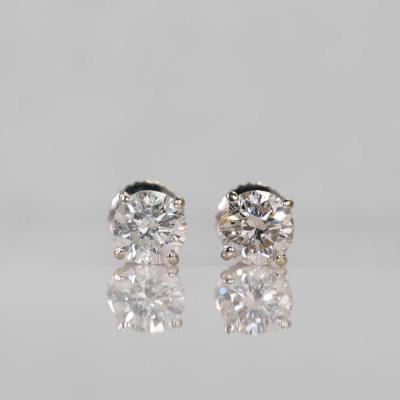14K White Gold Diamond Stud Earrings 1 00TDW i color i1 1 2gr