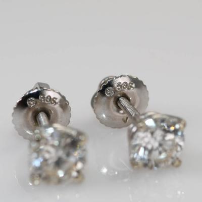 14K White Gold Diamond Stud Earrings 1 00TDW i color i1 1 2gr