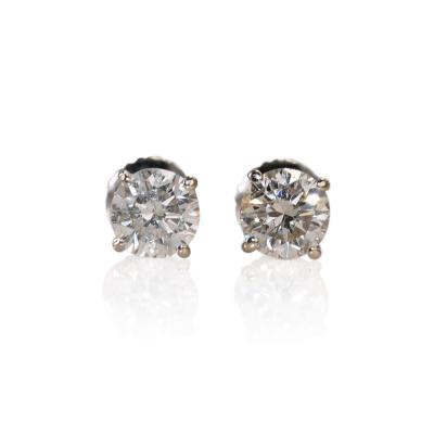 14K White Gold Diamond Stud Earrings 1 00TDW i color i1 1 2gr