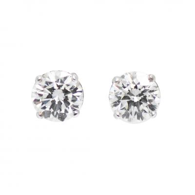 14K White Gold Diamond Studs 90tdw 1g
