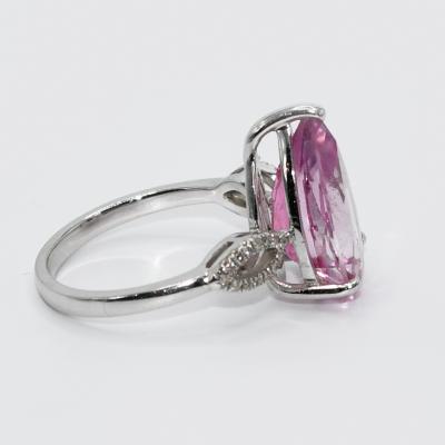 14K White Gold Pink Topaz Diamond Ring 4 7gr