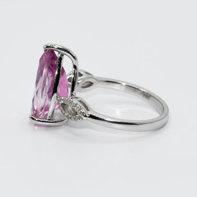 14K White Gold Pink Topaz Diamond Ring 4 7gr