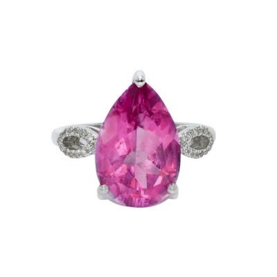 14K White Gold Pink Topaz Diamond Ring 4 7gr