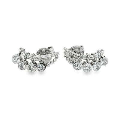 14K White Gold and Diamond Ear Climber Earrings