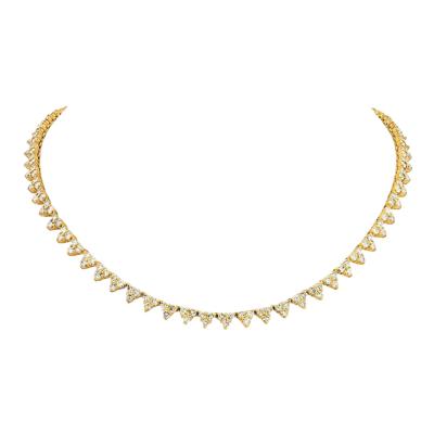 14K YELLOW GOLD 13 50CTTW DIAMOND TRIO TENNIS NECKLACE