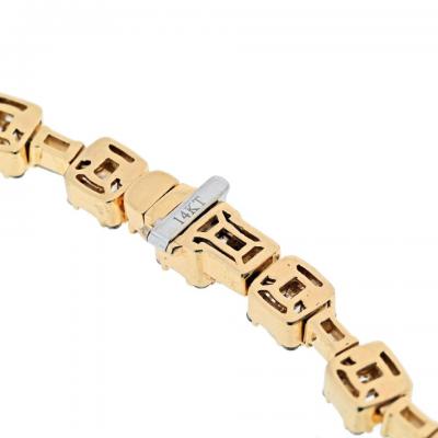 14K YELLOW GOLD 14 50CTTW ROUND AND BAGUETTE CUT DIAMOND LINK CHAIN NECKLACE