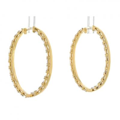 14K YELLOW GOLD 7 50CTTW DIAMOND INSIDE OUT HOOP EARRINGS