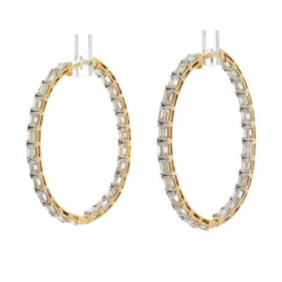 14K YELLOW GOLD 7 50CTTW DIAMOND INSIDE OUT HOOP EARRINGS