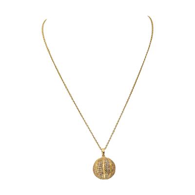 14K YELLOW GOLD 8.00CTTW DIAMOND BASKETBALL NECKLACE