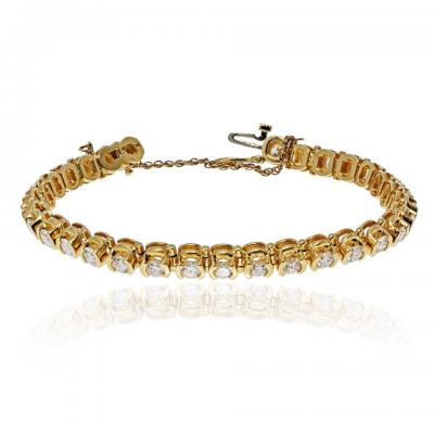 14K Yellow Gold 7 63cttw Round Diamond Half Bezel Mounting Tennis Bracelet