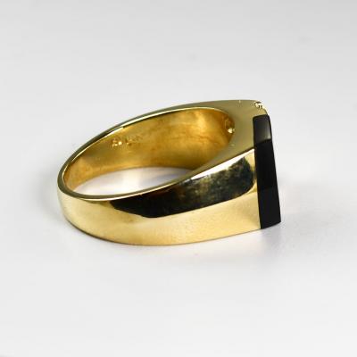 14K Yellow Gold Black Onyx Diamond Ring