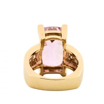 14K Yellow Gold Custom Kunzite and Diamond Ring