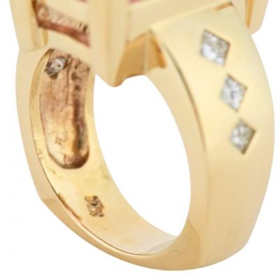 14K Yellow Gold Custom Kunzite and Diamond Ring