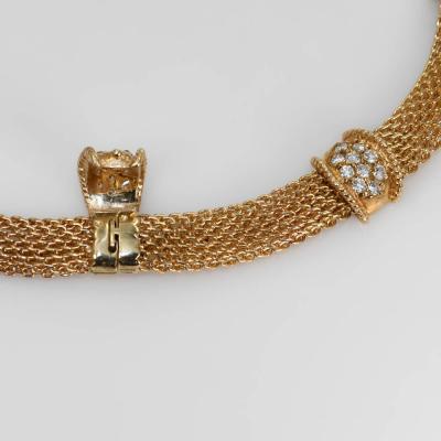 14K Yellow Gold Diamond Woven Link Necklace 3 00TDW