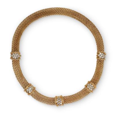 14K Yellow Gold Diamond Woven Link Necklace 3 00TDW