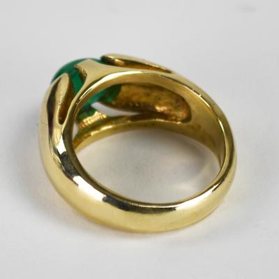 14K Yellow Gold Emerald Cabochon Ring 3 00ct