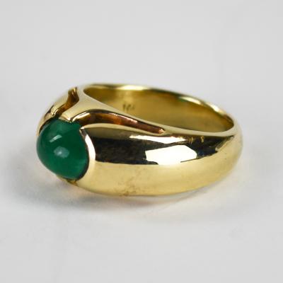 14K Yellow Gold Emerald Cabochon Ring 3 00ct