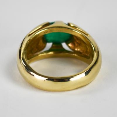 14K Yellow Gold Emerald Cabochon Ring 3 00ct