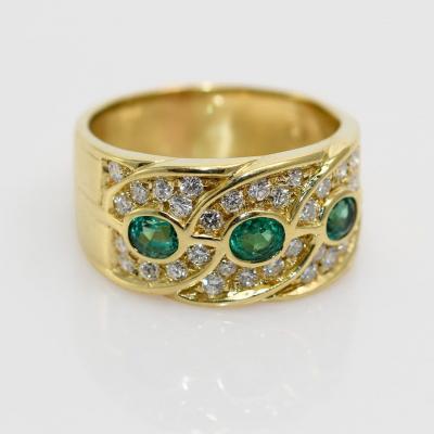 14K Yellow Gold Emerald Diamond Ring 50tdw 9 6g