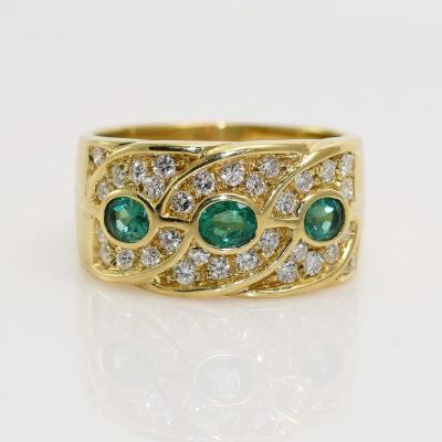 14K Yellow Gold Emerald Diamond Ring 50tdw 9 6g
