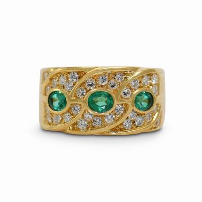 14K Yellow Gold Emerald Diamond Ring 50tdw 9 6g