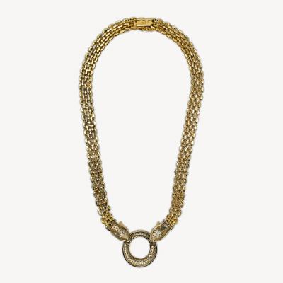 14K Yellow Gold Fancy Link Diamond Panther Necklace 1 50ct