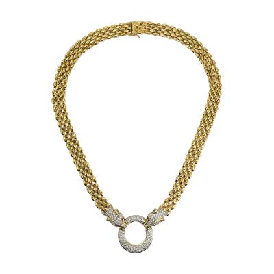 14K Yellow Gold Fancy Link Diamond Panther Necklace 1 50ct