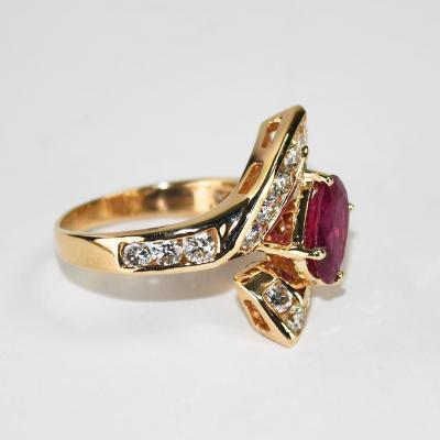 14K Yellow Gold GIA Certified Ruby Diamond Ring 6 2g