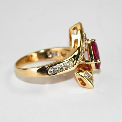14K Yellow Gold GIA Certified Ruby Diamond Ring 6 2g