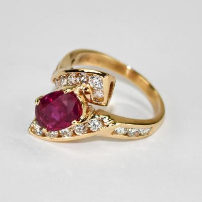14K Yellow Gold GIA Certified Ruby Diamond Ring 6 2g