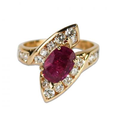 14K Yellow Gold GIA Certified Ruby Diamond Ring 6 2g