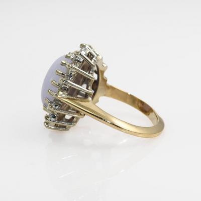 14K Yellow Gold Lavendar Jade Diamond Ring 1 00tdw 7 4g