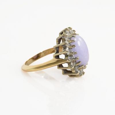 14K Yellow Gold Lavendar Jade Diamond Ring 1 00tdw 7 4g