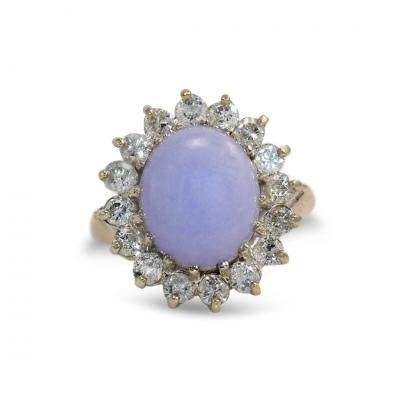 14K Yellow Gold Lavendar Jade Diamond Ring 1 00tdw 7 4g