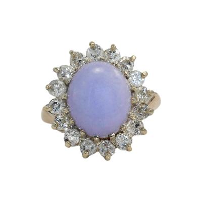 14K Yellow Gold Lavendar Jade Diamond Ring 1 00tdw 7 4g
