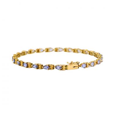14K Yellow Gold Pear Shape Pale Lavender Tanzanite Bracelet