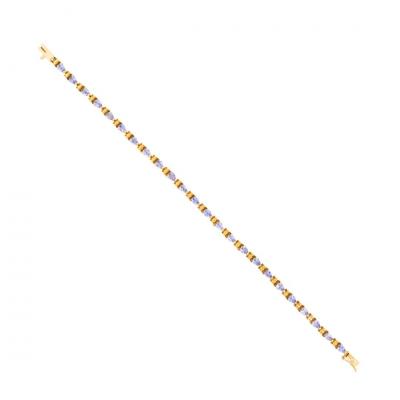 14K Yellow Gold Pear Shape Pale Lavender Tanzanite Bracelet