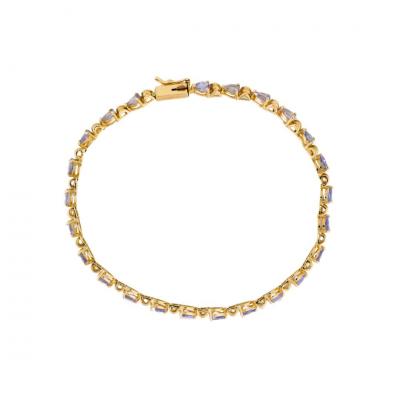 14K Yellow Gold Pear Shape Pale Lavender Tanzanite Bracelet