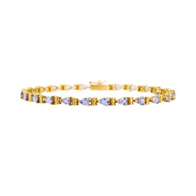 14K Yellow Gold Pear Shape Pale Lavender Tanzanite Bracelet