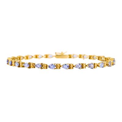 14K Yellow Gold Pear Shape Pale Lavender Tanzanite Bracelet