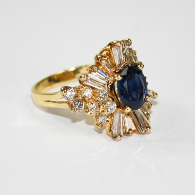 14K Yellow Gold Sapphire and Diamond Jewelry Set