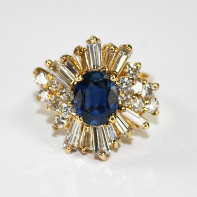 14K Yellow Gold Sapphire and Diamond Jewelry Set