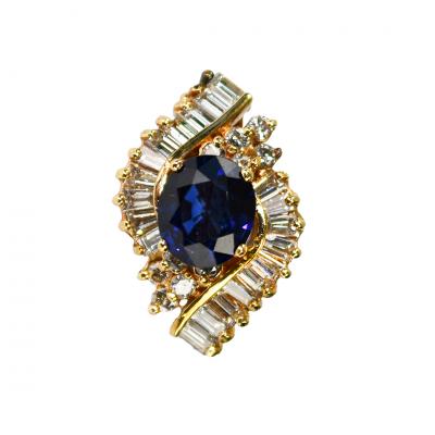 14K Yellow Gold Sapphire and Diamond Jewelry Set