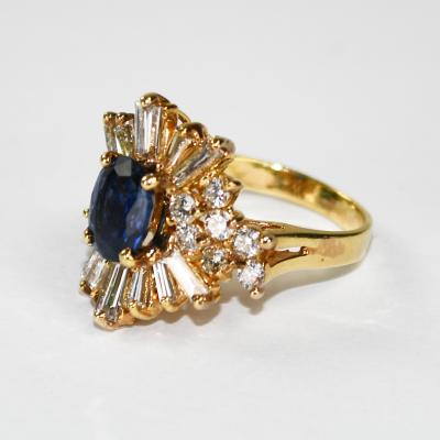 14K Yellow Gold Sapphire and Diamond Jewelry Set