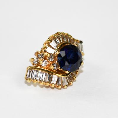 14K Yellow Gold Sapphire and Diamond Jewelry Set