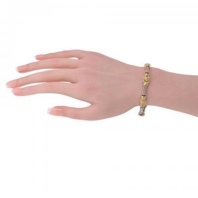 14K Yellow Gold Two Tone Diamond 0 30cttw Bracelet