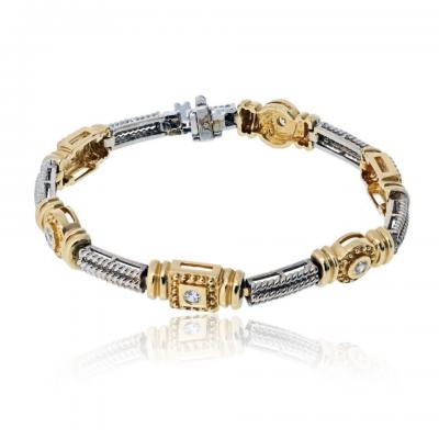 14K Yellow Gold Two Tone Diamond 0 30cttw Bracelet