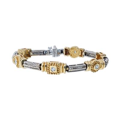 14K Yellow Gold Two Tone Diamond 0 30cttw Bracelet